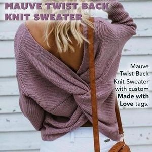 Mauve Twist Back Knit Sweater